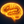 Neon orange brain on a black background